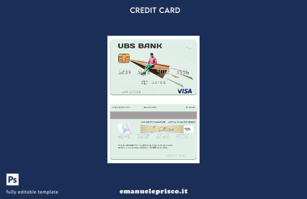 modello di carta visto USA UBS Bank in stile verificato